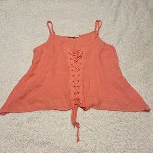Olivaceous peach spaghetti strap corset tie tank top size large